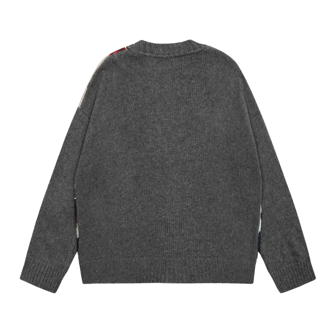 Vivi132 vivienne west wood 24th autumn and winter red label show heavy industry splicing pattern cardigan full of design sense Queen Mother of the West Vivienne heavy industry show limited cardigan knitted sweater wool 2024 autumn latest style Size: S -M- L Color: uniform color